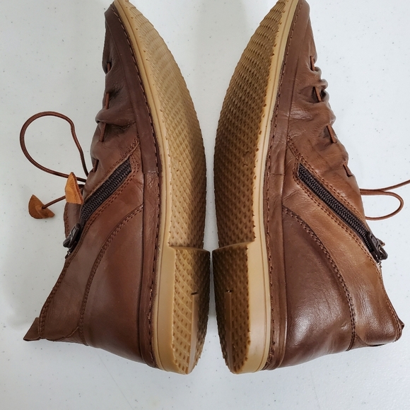 Lemon n’ Lime Leather Ankle Boot Size 41 Brown Lace-up Scrunch Comfort Bootie - Picture 6 of 16